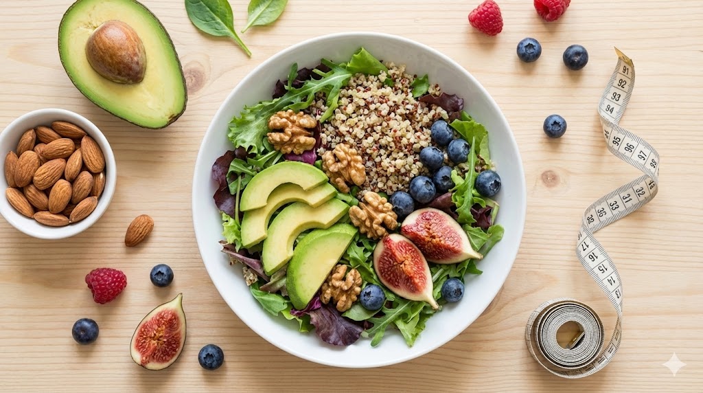 Meal prep and diet plan on tablet for fitness tracking Technology Concept Image