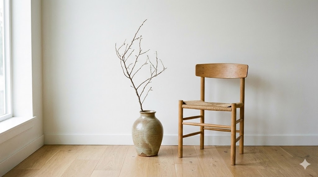Cozy living room with couch, rug, and ambient lighting