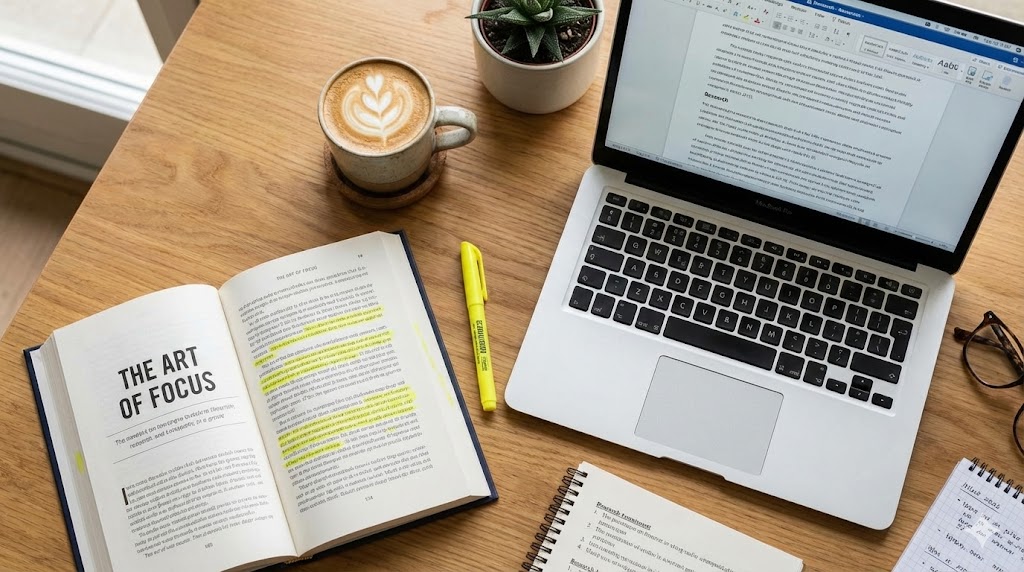 Teenager studying and developing cognitive skills Tech Illustration